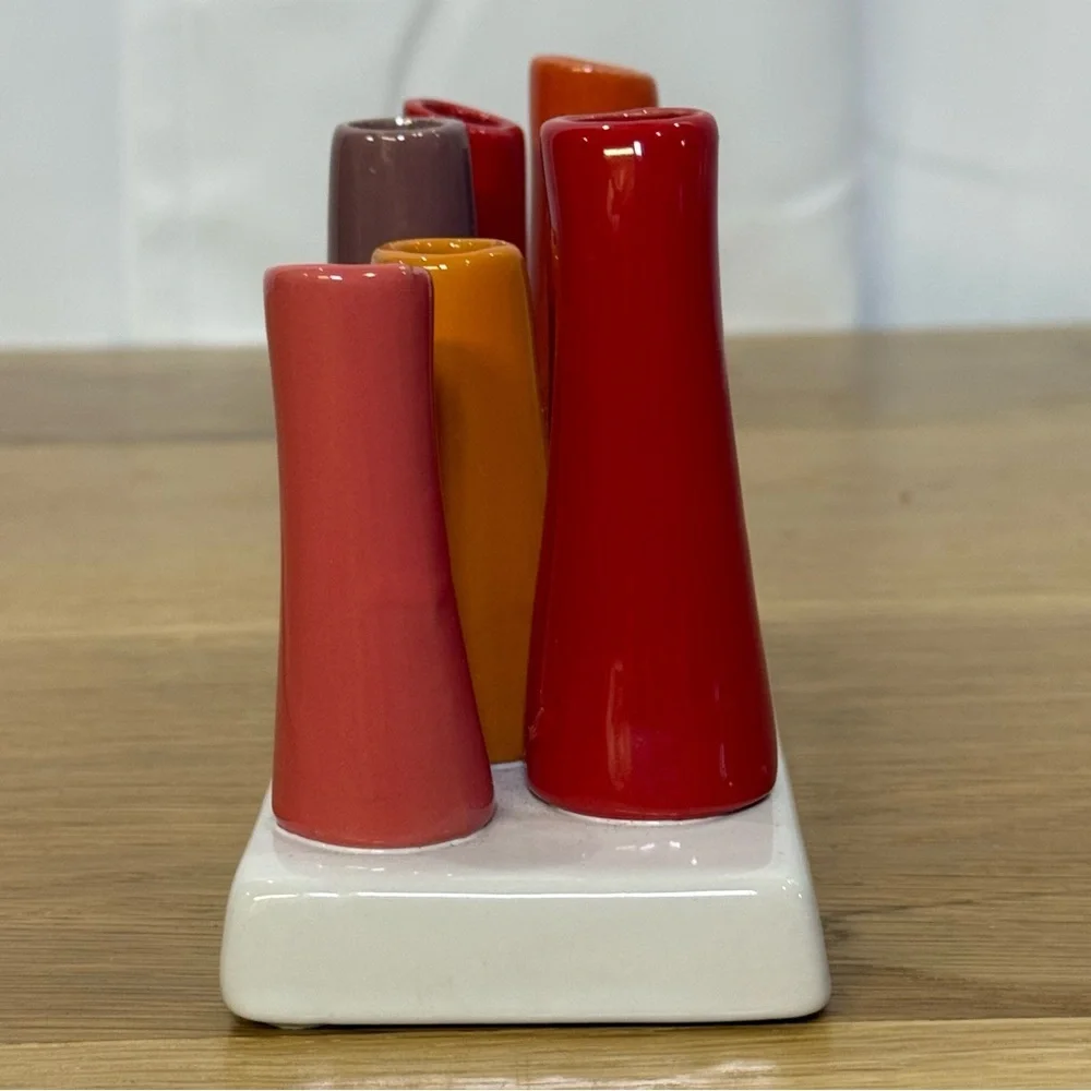 Chive MCM style Bud Vase Cluster Ceramic Flower Holder Orange, Red, Mustard